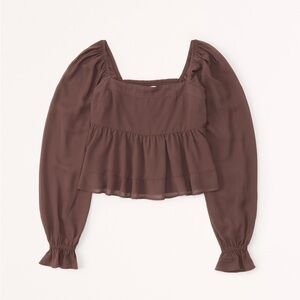 Abercrombie & Fitch Square‑Neck Babydoll Top — Long Sleeve — Size Small